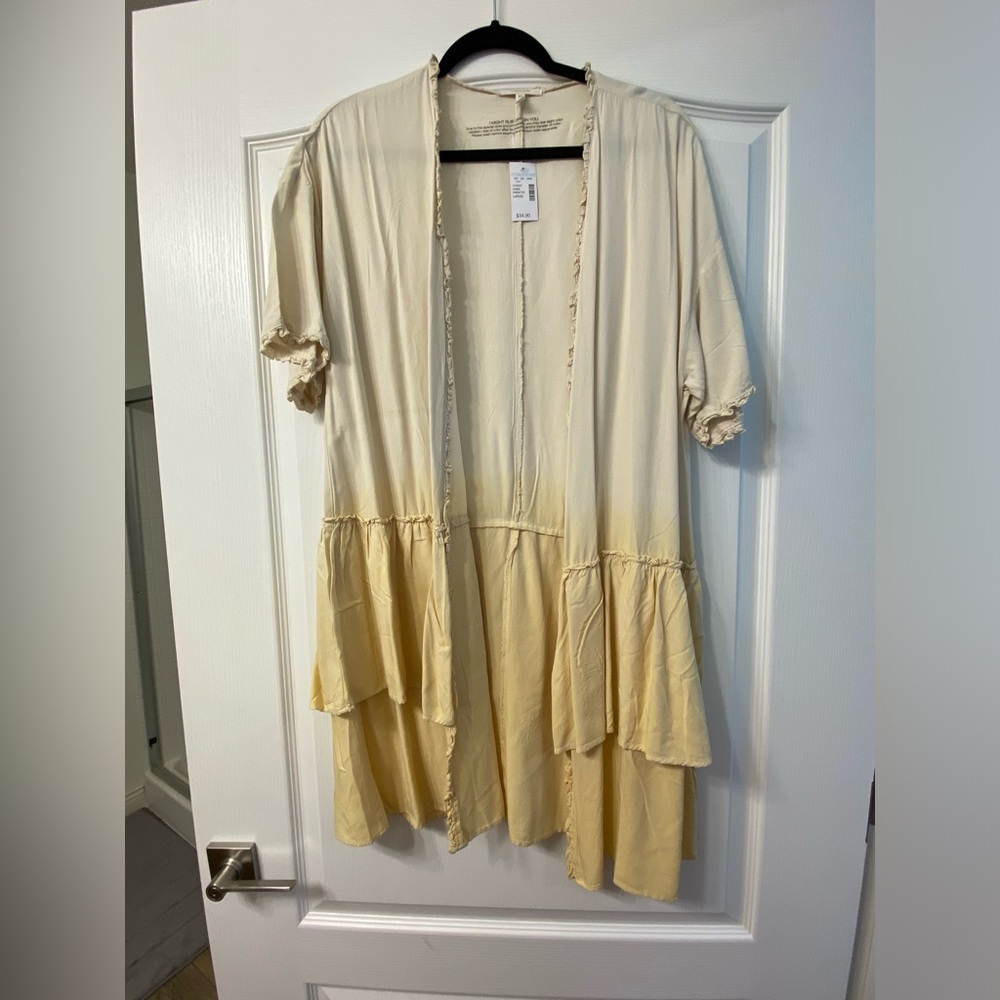 Maurices Yellow Ombré Ruffle Teim Kimono- NWT size large